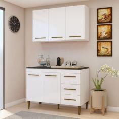 Cozinha Completa 5 Portas 3 Gavetas Londrina Branco