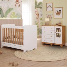Quarto de Bebê Completo com Berço Americano Ben 3 Em 1 Cômoda Uli 4 Gavetas 100%MDF Móveis Peroba