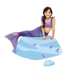 Fantasia Infantil de Sereia Roxa Com Biquíni e Calda de Sereia Que dá 