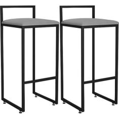 Kit 02 Banquetas Alta Para Cozinha Sala De Jantar Hanna L02 Preto Cora