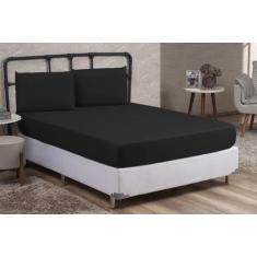 Lençol Cama Box Casal 3 peças Liso com Elástico e Fronhas Barato - DON