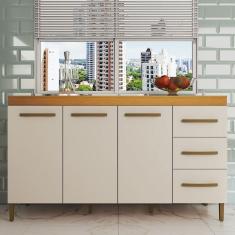 Balcão de Cozinha Completo 3 Portas 3 Gavetas Natural/Off White - Panorama Móveis