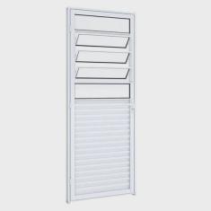 Porta de Giro Mista Natural com Basculante Riobras Alumínio 215cmx85cm Branco