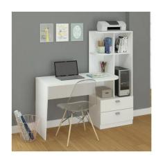 Escrivaninha 2 Gavetas e Prateleira Elisa Permobili Branco