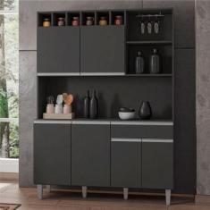 Armário Cozinha Completo Robin Cinza 6 Portas - CASA H