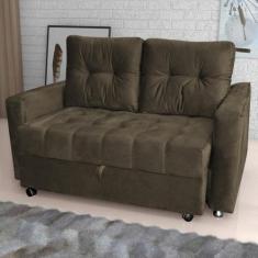 Sofá Cama 2 Lugares Duleek Veludo Turkey Marrom - CASA H