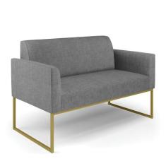 Sofá Namoradeira Base Industrial Dourado Marisa Linho - DRossi, A26 Gr