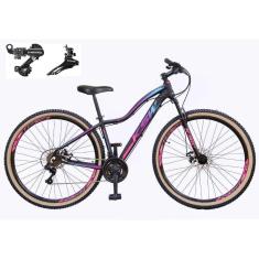 Bicicleta Aro 29 Feminina Ksw Mwza Alumínio 24v Câmbios Shimano Tz Freio a Disco Pneus Faixa Bege-Feminino