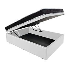 Conjunto Colchão Casal D33 Antialérgico + Cama Box Baú Courvin Branco BF Colchões 138x188x57cm