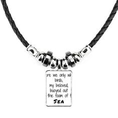 DIYthinker Poetry were We Only Colar de pássaros brancos Joia Torque Pingente de corda de couro