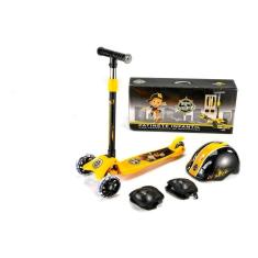 Patinete + Kit Proteção Turma Aventura 50kg Desmontavél Led