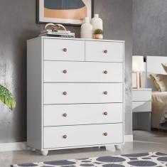 Cômoda 6 Gavetas Vittoria -  Albatroz Móveis - Branco Fosco