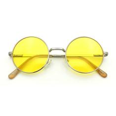 SA106 Óculos de sol hippie redondos com lentes redondas gradientes de cor de verão (prata, amarelo)