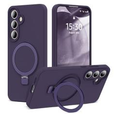 SKYLMW Capa para Samsung Galaxy S24 Plus com suporte magnético invisível [compatível com MagSafe] militar testado contra quedas [proteção total da câmera] capa de silicone S24 Plus para mulheres e