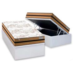 Cama Box Baú Solteiro: Colchão Molas Ensacadas Plumatex MasterPocket Milano + Base CRC Courano White(88x188)