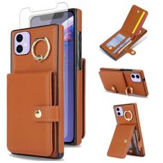 Asuwish Capa de celular para iPhone 11 6.1 carteira de celular com anel protetor de tela de vidro temperado com bloqueio de RFID, compartimento para cartão de crédito para iphone11 i Phone11 11s XI