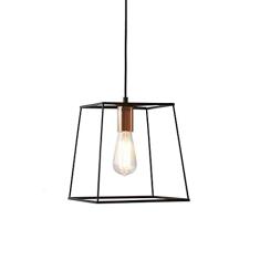 Pendente Em Metal Na Cor Preto Fosco E Com Capa Do Soquete Na Cor Cobre, Medindo 20x20cm, Com Soquete 1xe27, Com Potencia Maxima De 40w New Line 110v