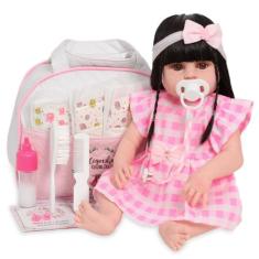 Boneca Reborn Morena Realista Com Bolsa Enxoval Completo - Cegonha Reb