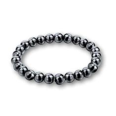 Pulseira Masculina De Bolinha Pedra Hematita 8mm Cor Chumbo - Eco Styl