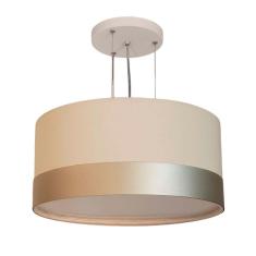 Lustre Pendente Cúpula Crú Com Detalhe Bronze 30x15