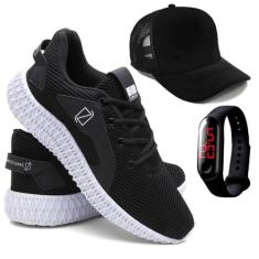 Tênis de Academia Masculino Caminhada Boné + Relógio - Lorenzzo Lopez,