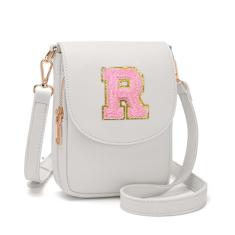 Viverte Bolsa transversal para meninas adolescentes, pequena, inicial, celular, bolsa de couro com compartimento triplo, Bege, 90.77 cubic inches