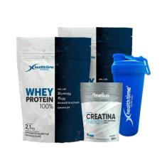 Whey Protein 100% 2x2,1 (4,2kg) + Creatina 300gr + Coqueteleira 700 ml
