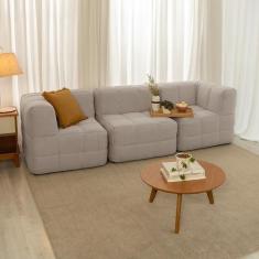 Sofá Guldi Popup com 2 Módulos Canto e Central Linho Cru