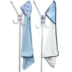 Kit 2 Toalha de Banho Bebê Dupla Face com Capuz Estampado Forrado Supe