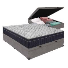Conjunto Cama Box Casal Baú Colchão Airtech D45 Extra Firme