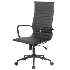 Cadeira Giratória Alta Office Sevilha Esteirinha Rivatti em PU Preto A