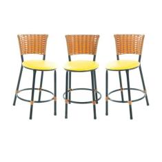 kit de 3 banquetas baixa balcão area cozinha americana - ESPAÇO JUNCO,