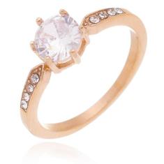 Anel Solitário Noivado Compromisso Namoro Banhado A Ouro Rosê 18k - Je