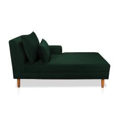Divã Chaise Jade 1,60 Cm Pés Chanfrado Veludo Verde