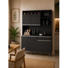 Cozinha Compacta Kit Alice 130 mt Preto Fosco Ajl