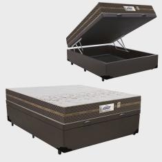 Cama Box Bau Casal + Colchao Flora (138x188x60) - Gazin