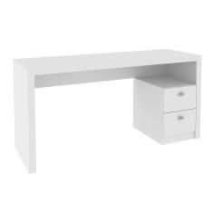 Mesa Com 2 Gavetas Para Escritório Home Office Mdp Branco