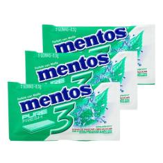 Kit 3 Chiclete Mentos Pure Fresh 3 Sabor Spearmint Sem Açúcar 8,5g com