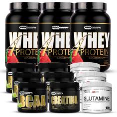 Kit 3 Whey Beta 4 Protein 900g+ 3bcaa+ 3creatina+ 3glutamina-Masculino