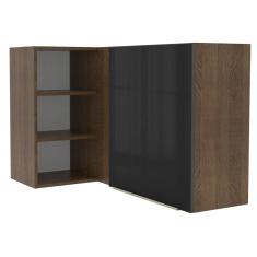 Armário Aéreo de Canto com Adega Acoplada Madesa Lux 1 Porta - Rustic/Preto