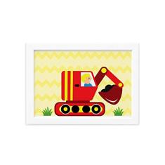 Quadro Decorativo Infantil Tratorzinho 22x32 Moldura Branca