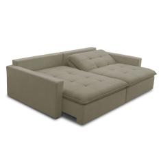 Sofá 3 Lugares Retrátil Sem Caixa Capri Veludo Amêndoa