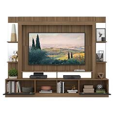 Rack c/Painel e Suporte Tv 65" Prateleiras c/Espelho Oslo Multimóveis Madeirado/preto