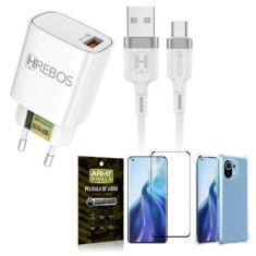 Kit Mi 11 Lite Carregador Turbo HS183 + Capinha + Película 3D - Armysh