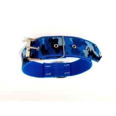 Coleira cachorro xadrez nylon cor azul nº. 6 (40cm-54cm) - Nica pet