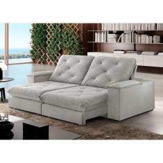 Sofa Retrátil Cuiabá 2,30m Mola Ensacada 04 Lugares Txr, Prata