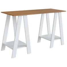 Escrivaninha Mesa Escritorio Cavalete 2 Prateleiras Mell Branco B61 Novam Mell Branco