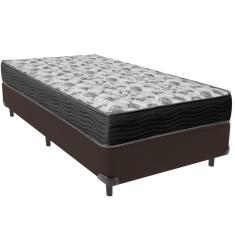 Cama Box Marrom e Colchão ISO100 Espuma D33 Solteiro Ortobom