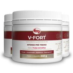 Kit 3 V Fort Pré Treino Vitafor 240G Frutas Vermelhas