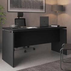 Mesa de Escritório 160cm com Tampo Duplo Oslo - EDN MOVÉIS, Preto